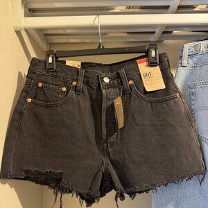 Levi’s 501 Black Denim Shorts Size 28 | High Rise Button Fly